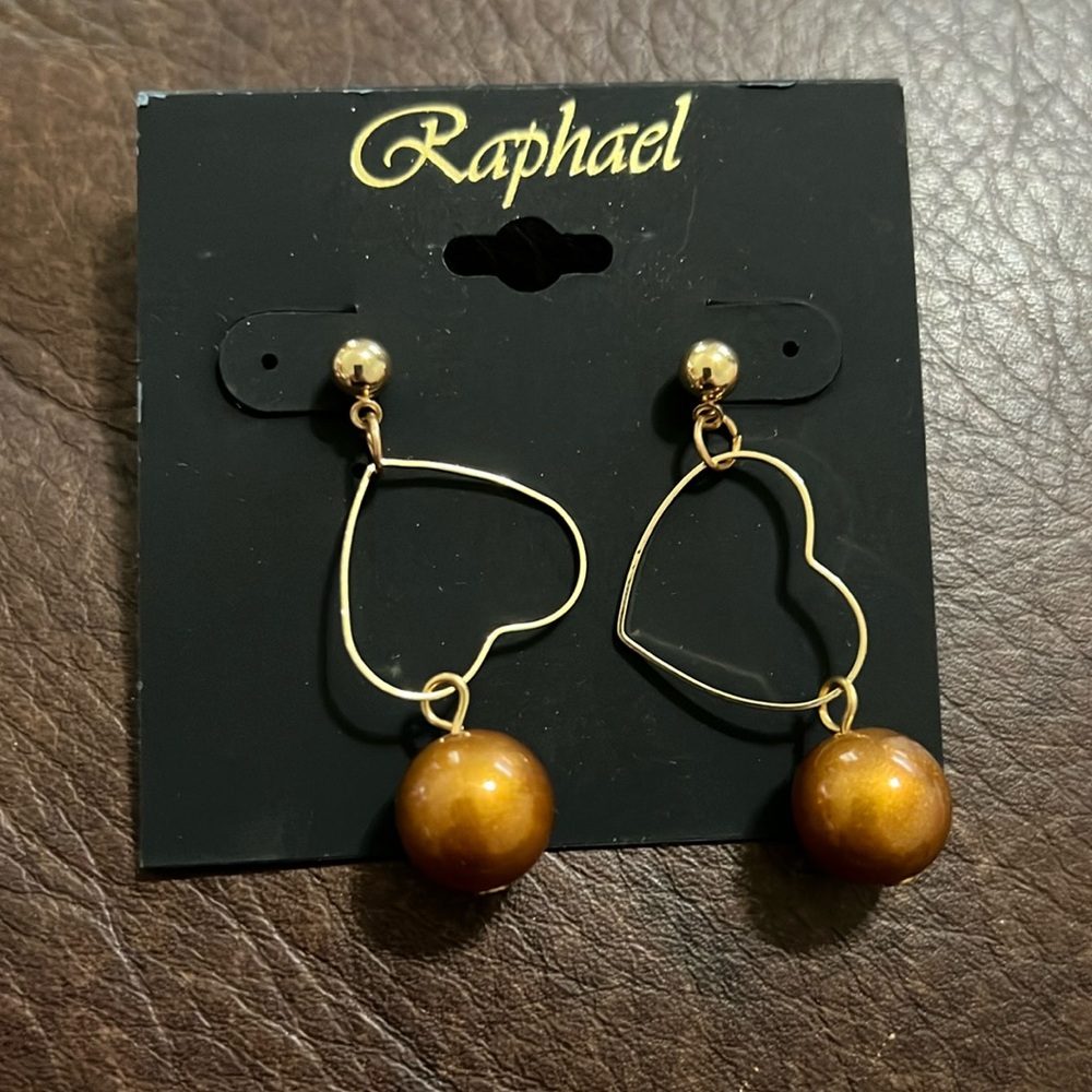 3/$18 Raphael Heart Shaped Pierced Earrings - New - Lot 464